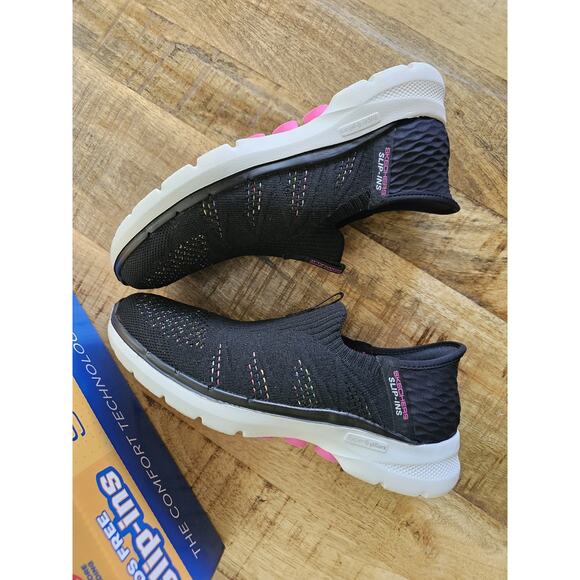 Skechers Go Walk 6 Slip-Ins Women Sz 7 Black Valentina Hands Free Shoes - Picture 9 of 11